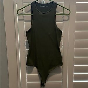 Abercrombie & Fitch Olive Ribbed Bodysuit